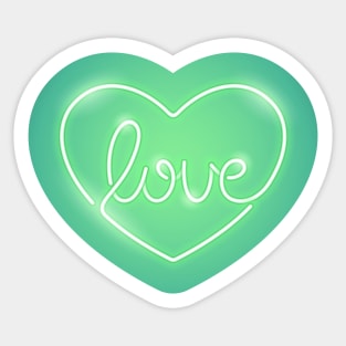 Love Neon Sign Green Sticker